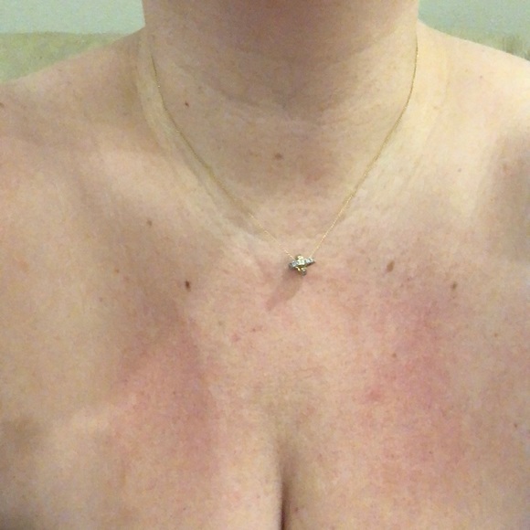 14k solid gold Diamond Heart Orb 3D Pendant Necklace - Picture 5 of 8